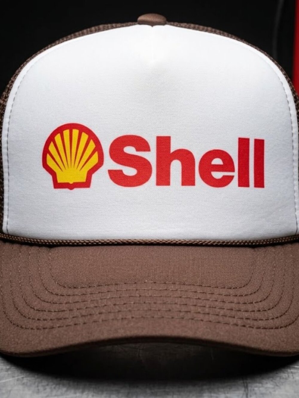Retro Shell Oil Hat Vintage Gas Station Brown White Foam Rope Snapback Trucker